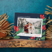 Onze eerste Kerstmis Betrokken Moderne Bladerenfot Fotoplaat (Zijkant)