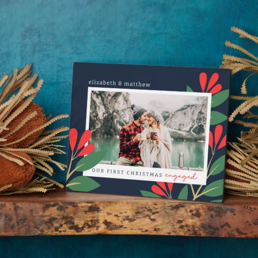 Onze eerste Kerstmis Betrokken Moderne Bladerenfot Fotoplaat (Zijkant)