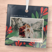 Onze eerste Kerstmis Betrokken Moderne Bladerenfot Glas Ornament