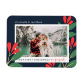 Onze eerste Kerstmis Betrokken Moderne Bladerenfot Magneet (Horizontaal)