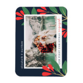 Onze eerste Kerstmis Betrokken Moderne Bladerenfot Magneet (Verticaal)