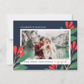 Onze eerste Kerstmis Betrokken Moderne Bladerenfot Notitiekaartje (Voorkant)