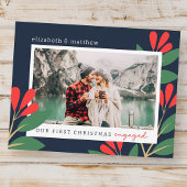 Onze eerste Kerstmis Betrokken Moderne Bladerenfot Notitiekaartje