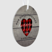 Onze eerste Kerstmis Betrokken Rustieke Plaid Doua Ornament (voorkant)