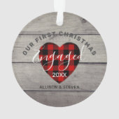 Onze eerste Kerstmis Betrokken Rustieke Plaid Doua Ornament (achterkant)