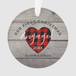 Onze eerste Kerstmis Betrokken Rustieke Plaid Doua Ornament