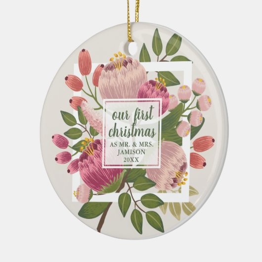 Onze eerste Kerstmis, de heer Mrs. Personalized Bo Keramisch Ornament (Links)