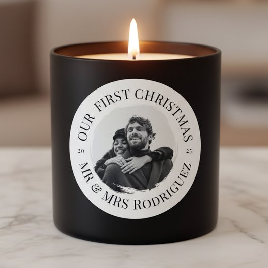 Onze Eerste Kerstmis – Dhr & Mw Rond Fotosticker Ronde Sticker