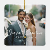 Onze eerste Kerstmis! Elegant, eenvoudig, foto Keramisch Ornament (Achterkant)