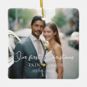 Onze eerste Kerstmis! Elegant, eenvoudig, foto Keramisch Ornament (Voorkant)