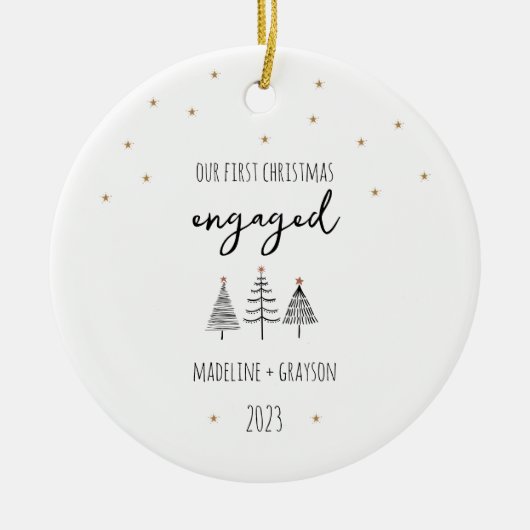 Onze eerste Kerstmis Engaged Simple Keramisch Ornament (Voorkant)