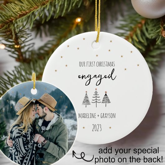 Onze eerste Kerstmis Engaged Simple Keramisch Ornament