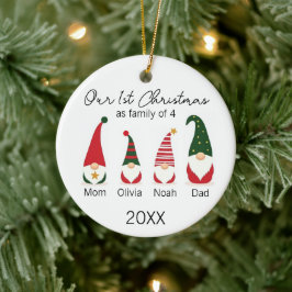 Onze Eerste Kerstmis Familie van Vier Schattige Ka Keramisch Ornament