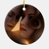Onze eerste Kerstmis Foto van Lesbian Pas getrouwd Keramisch Ornament (Achterkant)