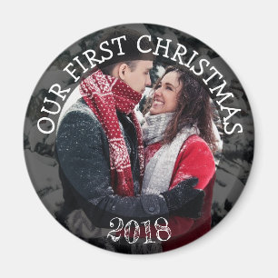 Onze Eerste Kerstmis Gepersonaliseerde Magneet van