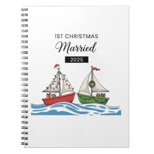 Onze Eerste Kerstmis Getrouwd 2025 Schattig Mari Notitieboek