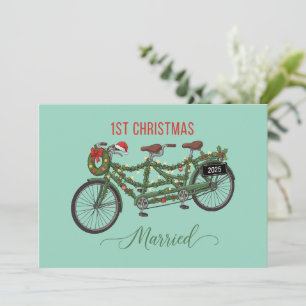 Onze Eerste Kerstmis Getrouwd 2025 Schattig Tand Kaart