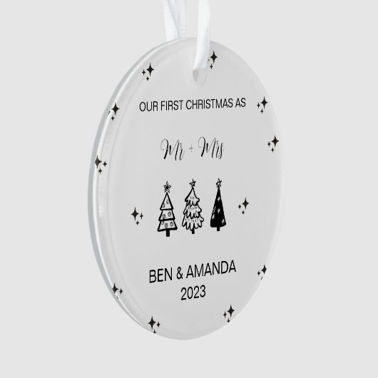Onze Eerste Kerstmis Getrouwd als Mr en Mrs First Ornament (voorkant)
