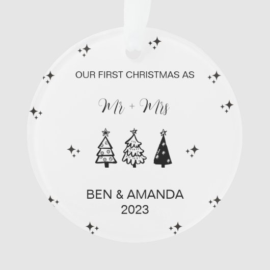 Onze Eerste Kerstmis Getrouwd als Mr en Mrs First Ornament (voorkant)
