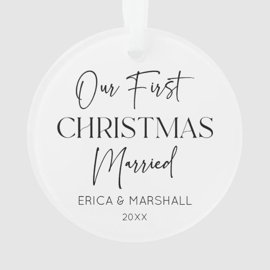 Onze Eerste Kerstmis Getrouwd Custom Naam Jaar Ornament (achterkant)