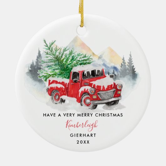 Onze Eerste Kerstmis Getrouwd Custom Name Script Keramisch Ornament (Achterkant)