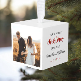 Onze eerste Kerstmis getrouwd elegante foto Decoratie