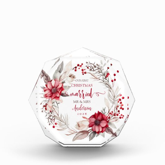 Onze eerste Kerstmis Getrouwd Fotoblokken (Voorkant)