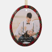 Onze Eerste Kerstmis Getrouwd Foto's Stewart Tarta Keramisch Ornament (Rechts)