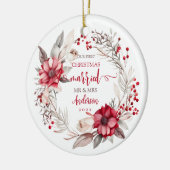 Onze eerste Kerstmis Getrouwd Keramisch Ornament (Links)