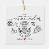 Onze Eerste Kerstmis Getrouwd Ornament (Voorkant)
