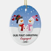 Onze eerste Kerstmis ging over een sneeuwman-versi Keramisch Ornament (Rechts)