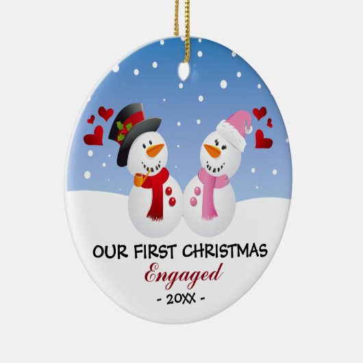 Onze eerste Kerstmis ging over een sneeuwman-versi Keramisch Ornament (Rechts)