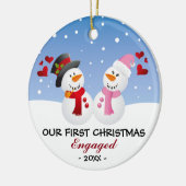 Onze eerste Kerstmis ging over een sneeuwman-versi Keramisch Ornament (Links)