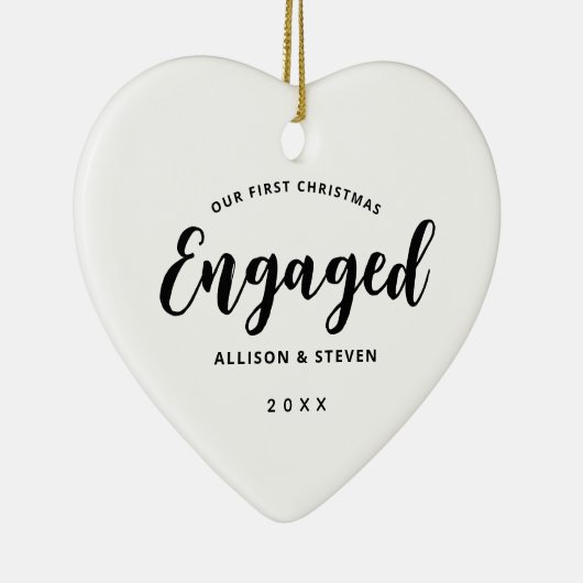 Onze eerste Kerstmis ging over Modern Script Keepo Keramisch Ornament (Rechts)