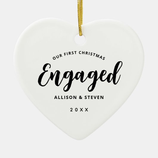 Onze eerste Kerstmis ging over Modern Script Keepo Keramisch Ornament (Voorkant)