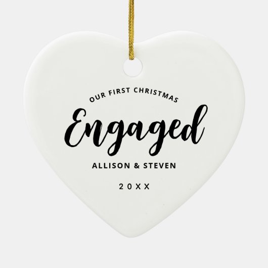 Onze eerste Kerstmis ging over Modern Script Keepo Keramisch Ornament (Achterkant)