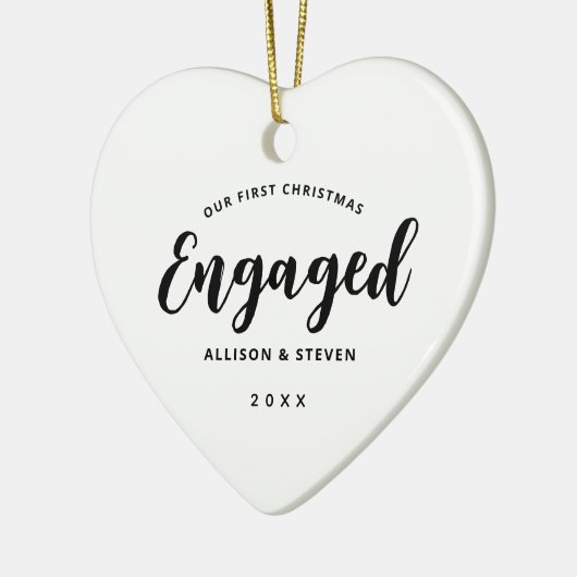 Onze eerste Kerstmis ging over Modern Script Keepo Keramisch Ornament (Links)