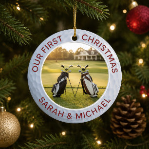 Onze Eerste Kerstmis Golf Koppel Aandenken Ornamen Keramisch Ornament