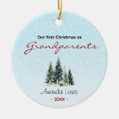 Onze eerste Kerstmis grootouders groene bomen scha Keramisch Ornament (Voorkant)