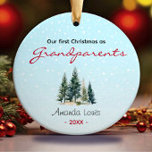 Onze eerste Kerstmis grootouders groene bomen scha Keramisch Ornament