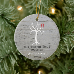 Onze eerste Kerstmis houdt samen vogels van boom Keramisch Ornament