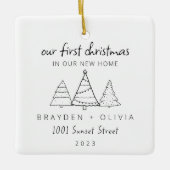 Onze eerste Kerstmis in New Home Minimalist Keramisch Ornament (Voorkant)