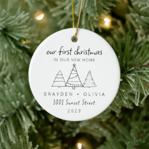 Onze eerste Kerstmis in New Home Minimalist Keramisch Ornament