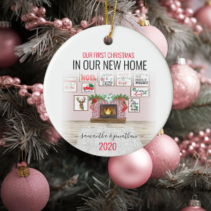 Onze Eerste Kerstmis In Nieuw Thuis Waterverf Keramisch Ornament