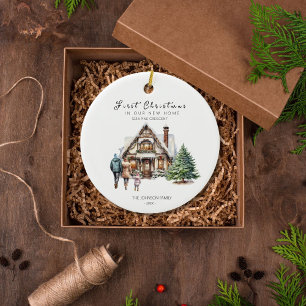 Onze Eerste Kerstmis in Ons Nieuwe Huis Familie Or Keramisch Ornament