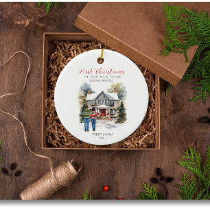 Onze Eerste Kerstmis in Ons Nieuwe Huis Koppel Orn Keramisch Ornament