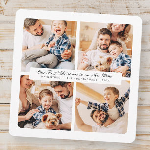 Onze eerste Kerstmis in ons nieuwe huis Modern 4 f Feestdagenkaart