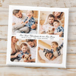 Onze eerste Kerstmis in ons nieuwe huis Modern 4 f Magneet<br><div class="desc">Design is samengesteld uit moderne chique typografie met sans serif en serif lettertype. Voeg aangepaste foto's van familie en nieuwe huis en jaar.</div>