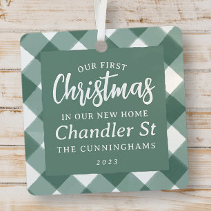 Onze Eerste Kerstmis in onze Nieuwe Huis Modern Pl Metalen Ornament