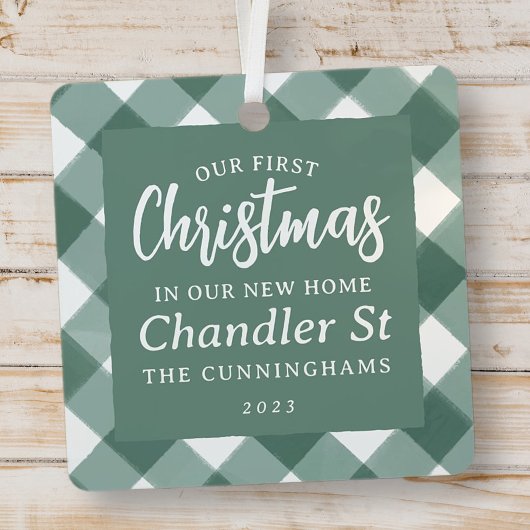 Onze Eerste Kerstmis in onze Nieuwe Huis Modern Pl Metalen Ornament